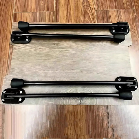 Sweet Set Of Four Portable Folding Table Legs Crafted From Skateboards And Longboards With Protective Floor Pads laid flat on a table.