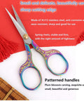 Embroidery scissors with rainbow-colored handles and plum blossom engraving; 2-piece craft set for sewing