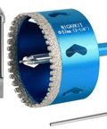 Two And A Quarter Inch Diamond Hole Saw Set With Pilot Bit For Porcelain Tile Ceramic Stone Marble Granite Glass Bottles Heavy Duty Serrated Diamond Tipped Cutting Bits