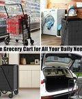 Heavy Duty Folding Grocery Cart With Jumbo Capacity And Waterproof Bag 360 Degree Swivel Wheels in various settings