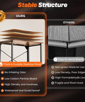 Comparison showing stable structure of Compact Foldable Computer Desk For Small Spaces 31.5 Inch Rustic Brown Writing Table.
