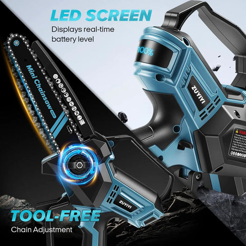 Cordless Mini Chainsaw 8 Inch And 10 Inch For Makita 18V Battery Compatible with LED screen and tool-free chain adjustment