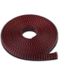 Roll of Half Inch Expandable Cable Sleeve Black And Red Braided Wire Protector For Cables, Cord Management Wrap And Loom Hider, Wall Cord Cover