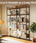 Dope L Shaped Corner Bookshelf With Metal Frame And Wooden Shelves Ten Open Shelves 49.4 Inch Wide Bookcase Rustic Brown Finish