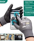 W1 PU Coated Work Gloves For Men And Women With Grippy Touchscreen Compatibility, shown using a touchscreen device.