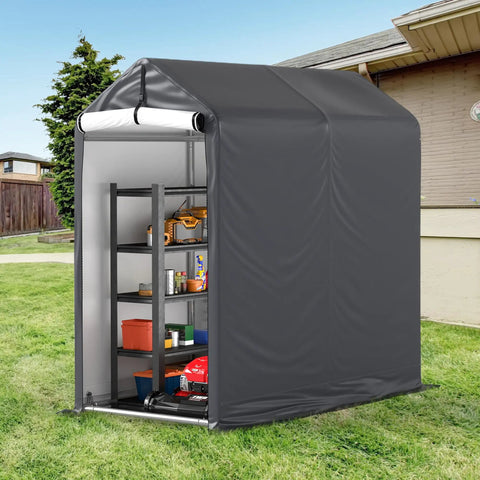 3x6 Ft Outdoor Storage Shelter Heavy Duty Waterproof Portable Shed with roll up zipper door and ventilated windows, gray