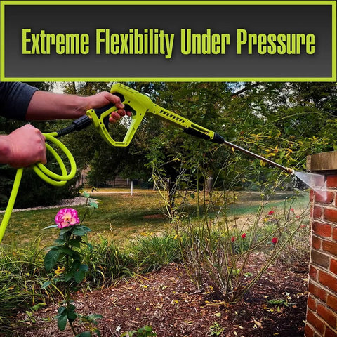 Pressure Washer Hose With M22 Fittings, 1/4 In By 25 Ft, ZillaGreen Flexible Hybrid Polymer, Cold Water Only Up To 3100 Psi