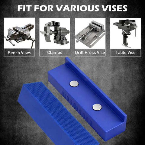 Two Piece 4.5 Inch Magnetic Vise Jaw Pads With Soft TPU Non Marring Covers And Waffle Grip for various vises