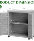 Outdoor Storage Cabinet And Potting Bench With Metal Top For Garden Workstation, dimensions shown in 36x31x17in classic grey