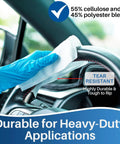 Top Shelf Low Lint Cleanroom Wipes 9 By 9 Inches 300 Count Heavy Duty Absorbent Sheets For Lab Glass Electronics Killer Solvent Friendly Precision Cleaning Straight Up No Mess Results being used to clean a steering wheel.