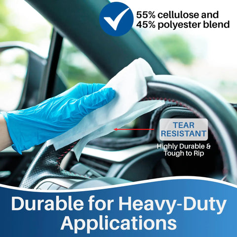 Top Shelf Low Lint Cleanroom Wipes 9 By 9 Inches 300 Count Heavy Duty Absorbent Sheets For Lab Glass Electronics Killer Solvent Friendly Precision Cleaning Straight Up No Mess Results being used to clean a steering wheel.