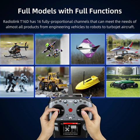T16D 16Channel 2.4G RC Transmitter With R16F Receiver Supports ELRS And Crossfire Long Range Modules Voice Broadcast