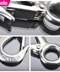 Alele 304 Stainless Steel Grab And Slip Hook Rigging Accessory with spring loaded latch, heavy duty lifting rated up to 440 lbs, close-up view.