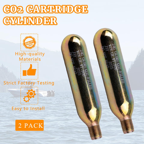 Grab And Go 24 Gram CO2 Rearming Cylinder Kit, 2 cartridges with half inch threads, for life jackets and vests, PFD rearming essentials