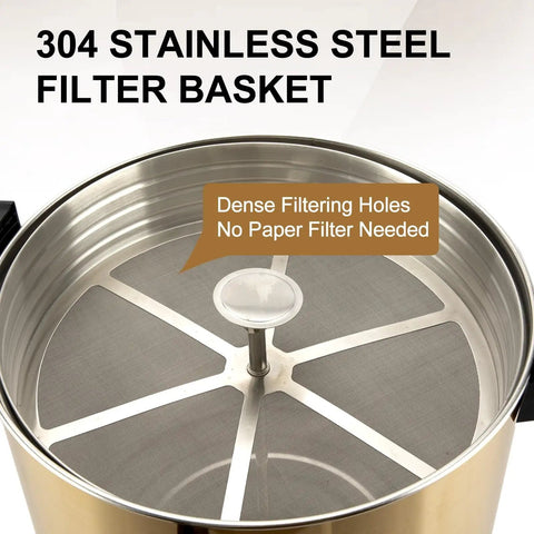 Top-view of 304 stainless steel filter in 6L Coffee Urn Hot Beverage Dispenser Electric Coffee Percolator With Double Wall