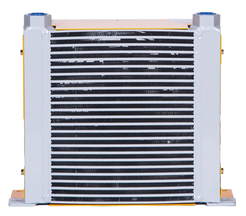 Front view of Plate Heat Exchanger 100 L Per Min Aluminum Hydraulic Oil Cooler With Fan DC24V Air Radiator For Industrial Machines