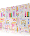 Pink Cute Desk Pad 31.5 By 15.7 Inches Large Mouse Pad For Keyboard And Mouse with colorful school-themed graphics