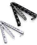 Butterfly Training Set Duo Dope Metal Flipping Tools For Beginners To Pro Safe Skeletonized Handle Black Silver