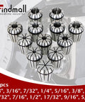 ER25 Spring Collet Set 12 Pcs For CNC Milling Lathe Tool Engraving Machine with grip range details displayed