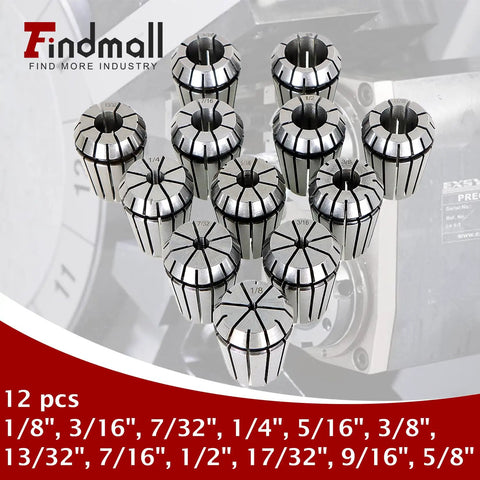 ER25 Spring Collet Set 12 Pcs For CNC Milling Lathe Tool Engraving Machine with grip range details displayed