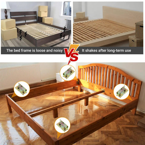 Rock Solid Galvanized Bed Rail Brackets 4 Pack With 32 Heavy Duty Screws Rust Proof Steel Frame Supports For Beds Easy No Mortise Setup visible in bed frame comparison.