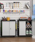 Heavy Duty Steel Tool Chest On Wheels With Locking Doors Rolling Garage Cabinet With Adjustable Shelves Mobile Storage Cabinet For Workshop Basement Warehouse Utility Room Grey, open