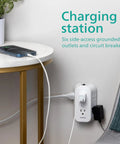Heavy Hitter Six Outlet Wall Tap Extender And MultiPlug Power Splitter With Three Sided Design for bulky adapters and charging.
