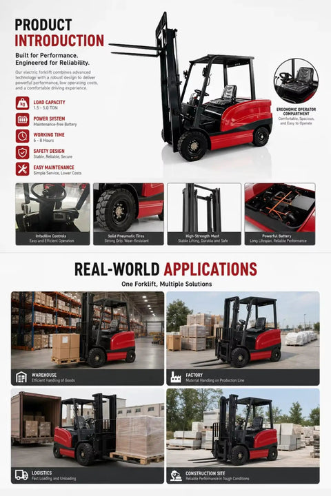 Electric Counterbalance Forklift Workhorse For Warehouse Use Material Handling Lift Truck 1000 To 2000 Kg Capacity Stable Mast