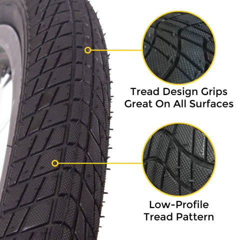 20 Inch Bike Tire Replacement Kit With Tools For Kids And BMX Bikes Fits 20x1.75 Tubes Tires Rims Front Or Rear Wheels Includes Tread Details