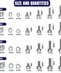 Top Shelf Metric Socket Head Cap Screws Kit 304 Stainless Steel Bolts And Nuts Assortment Rust Proof Heavy Duty Fasteners sizes and quantities chart.