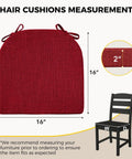 Red U Shaped Dining Chair Cushions 4 Pack With Ties And Non Slip Backing, Soft Textured Foam 16 by 16 by 2 Inches
