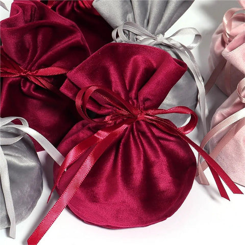 Velvet Drawstring Jewelry Bags Set, 12 Pack Colorful Ribbon Storage Pouches for Jewelry Protection, Gift Packaging