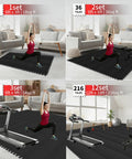 Interlocking EVA Foam Gym Mats Set 18 Pieces For Home Gym And Garage, installed in living room with exercise equipment