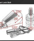 Seat Lock Anti Theft Bolt With 1/4-20 Thread For Touring Sportster Softail Dyna Road King Street Glide Electra Glide And More Motorcycles Stainless Steel Screw Aluminum Cover Easy Install showing dimensions.