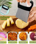 FANTEXY large veggie crinkle cutter with stainless blades and protective cover for slicing potatoes and carrots