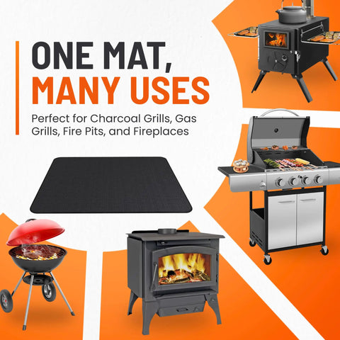 Heavy Duty 48x30 Inch Under Grill Mat For Deck And Patio, Double Sided Grill Protector For Outdoor Cooking with various outdoor grill uses