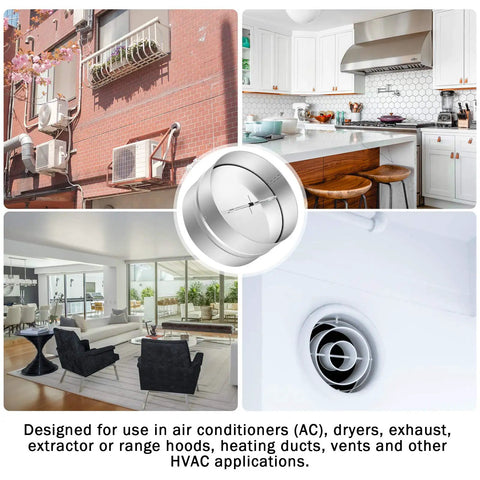 Premium Eight Inch Draft Blocker Backdraft Damper Slides Right Into Ducts To Keep Chilly Drafts Busted While Effortlessly Maintaining Smooth One Way Airflow For Inline Fan Vents Cast From Galvanized Steel