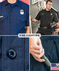 Rock Solid Military Spec Tactical Buttons For Army Fatigues And Law Enforcement Four Hole Melamine Fasteners Style 26 Black Twelve Pack on uniforms.