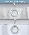 Ceiling Curtain Track System For Room Dividers With Easy Install Aluminum Alloy Rail Kit And Multiple Hooks For 6ft To 9ft Spaces Silver No Fuss Setup Smooth Gliding Operation And Modern Quiet Finish, front and back hook display