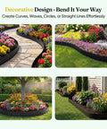 No Dig Landscape Edging Kit with interlocking panels creating curves and borders in garden settings, flexible decorative border