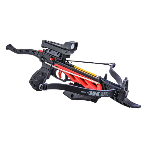 Desire RD Self Cocking Pistol Crossbow With Red Dot Sight, 3 Premium Bolts, Ultra Compact And Lightweight 1.9 Lb Black, Ambidextrous