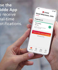 Smartphone displaying app for 2 In 1 Smoke Detector And Indoor Air Quality Monitor With WiFi And Alexa Compatibility Hardwired.