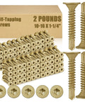 Beefy Bronze Wood To Metal Self Drilling Screws 10 16 Size One And A Quarter Inch Length Self Tapping Trailer Deck Screws With Torx Drive T25, 2 Lb Pack About 252 Pieces
