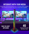 ICUE LT100 Smart Lighting Tower Starter Kit for Immersive Ambient RGB Extension setup with dual monitor gaming station