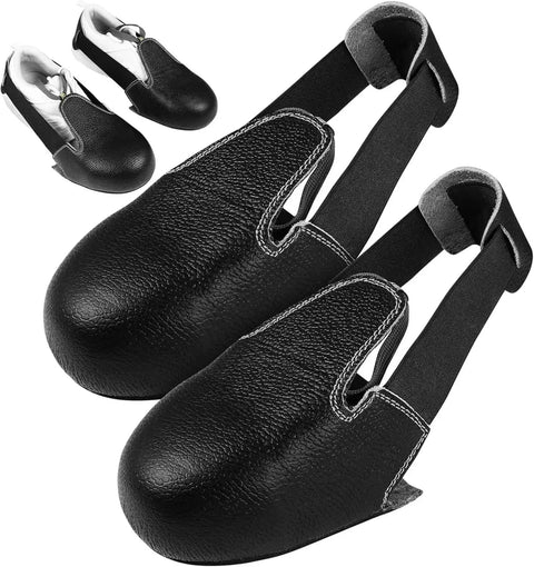 Industrial Steel Toe Overshoes For Shoes And Boots With Leather Safety Toe Caps Adjustable Anti Smash Protective Covers Universal Fit For Men And Women Tough As Nails Heavy Duty Slip Resistant Shield Black
