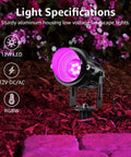 12 Pack RGBW Color Changing Outdoor Landscape Lights Kit With 300W Low Voltage Transformer showcasing a pink LED light