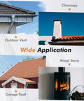Wide application of Heavy Duty EPDM Flexible Roof Vent Flashing Boots Kit Zero Hassle Seal For Pipes Quarter To Five Inches, including chimneys and outdoor vents.