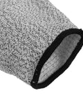 Close-up of Heavy Duty Cut Resistant Arm Sleeves With Scratch Proof Armor For Gardening And Butchery Tasks, showcasing the grey knit material.