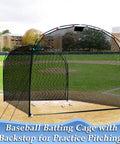 Backyard Baseball Batting Cage With Open Front Design Portable Hitting Net for Youth and Teens on a grassy field