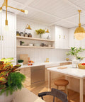 Modern kitchen with white cabinets featuring Gold Cabinet Handles Set 30 Pack 5 Inch Brushed Gold Kitchen Cabinet Pulls